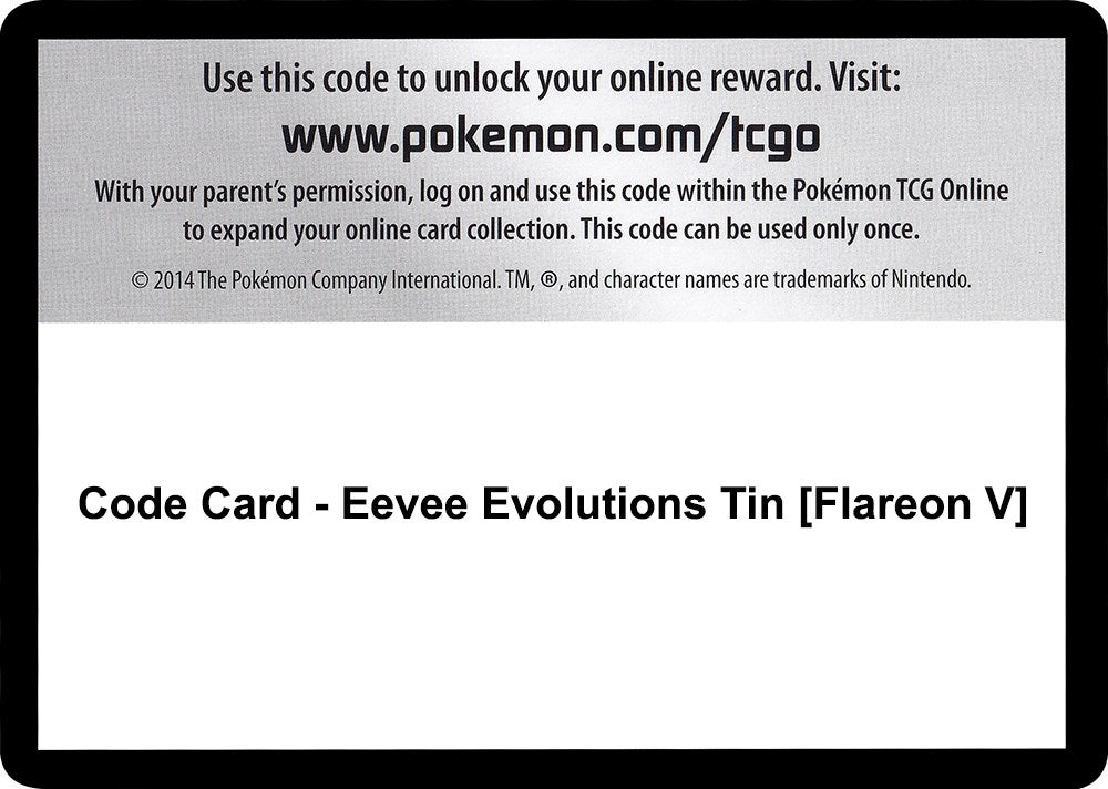 Image for Code Card - Eevee Evolutions Tin [Flareon V] (MCAP) - Pokemon