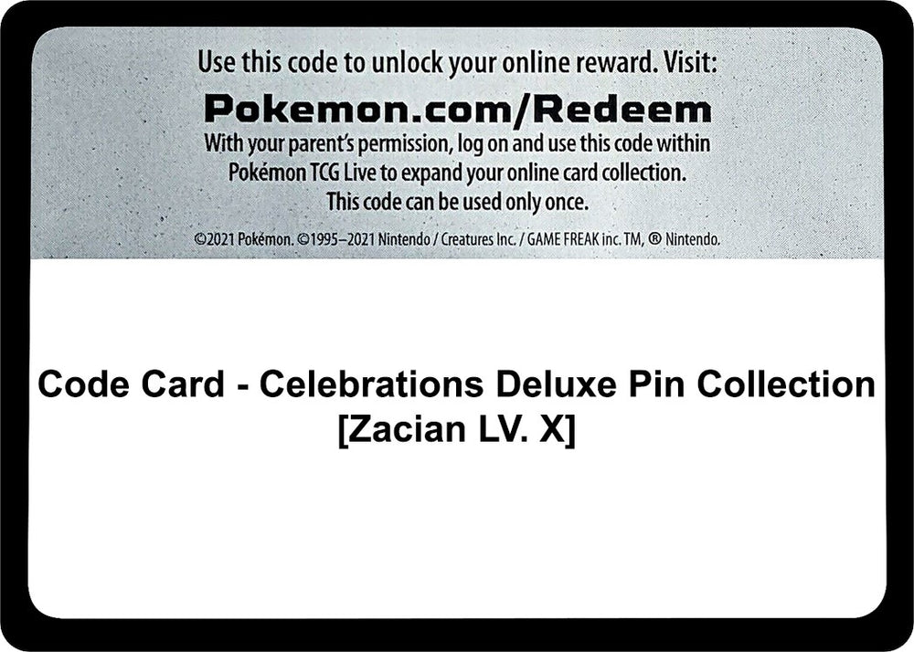 Image for Code Card - Celebrations Deluxe Pin Collection [Zacian LV. X] (CLB) - Pokemon