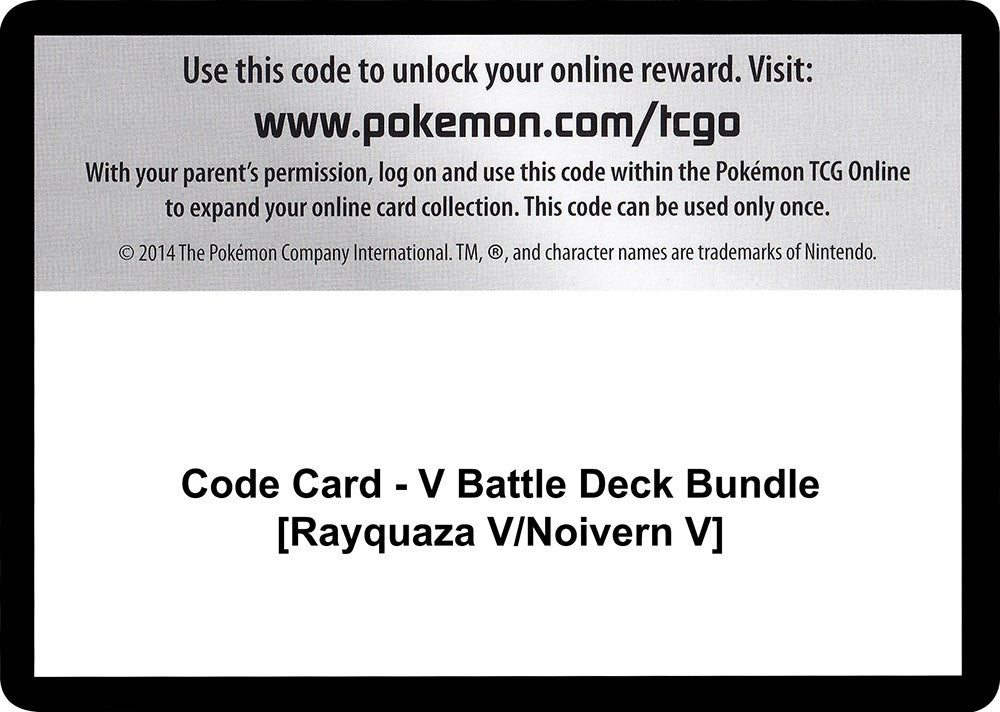 Image for Code Card - V Battle Deck Bundle [Rayquaza V/Noivern V] (MCAP) - Pokemon