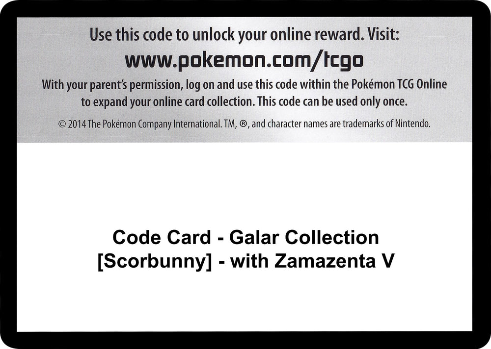 Image for Code Card - Galar Collection [Scorbunny] - with Zamazenta V (MCAP) - Pokemon