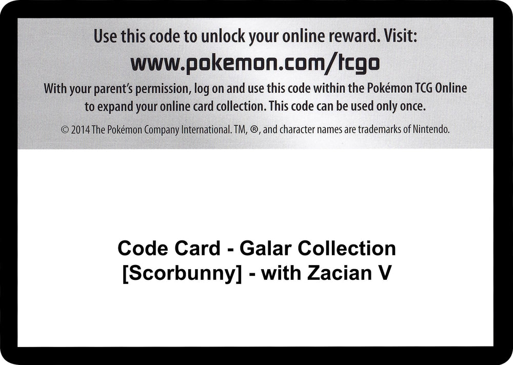 Image for Code Card - Galar Collection [Scorbunny] - with Zacian V (MCAP) - Pokemon