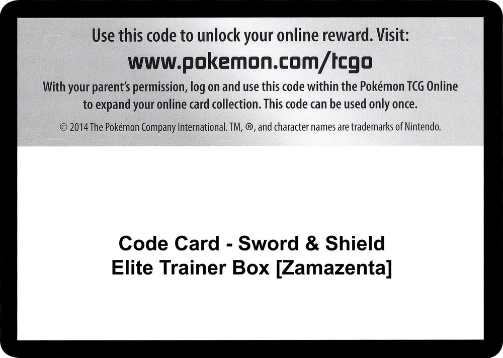 Image for Code Card - Sword & Shield Elite Trainer Box [Zamazenta] (SWSH01) - Pokemon