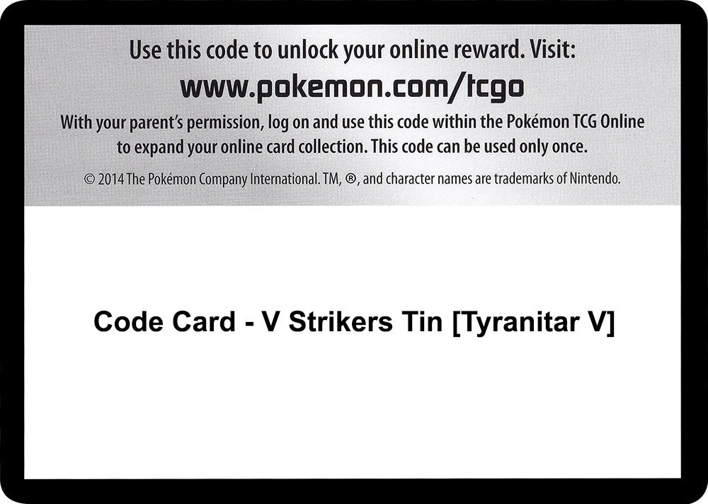 Image for Code Card - V Strikers Tin [Tyranitar V] (SWSH05) - Pokemon