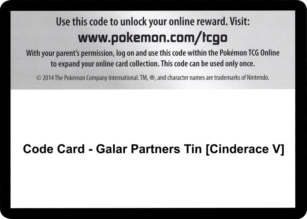 Image for Code Card - Galar Partners Tin [Cinderace V] (SWSH01) - Pokemon