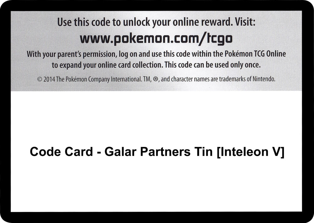 Image for Code Card - Galar Partners Tin [Inteleon V] (SWSH01) - Pokemon