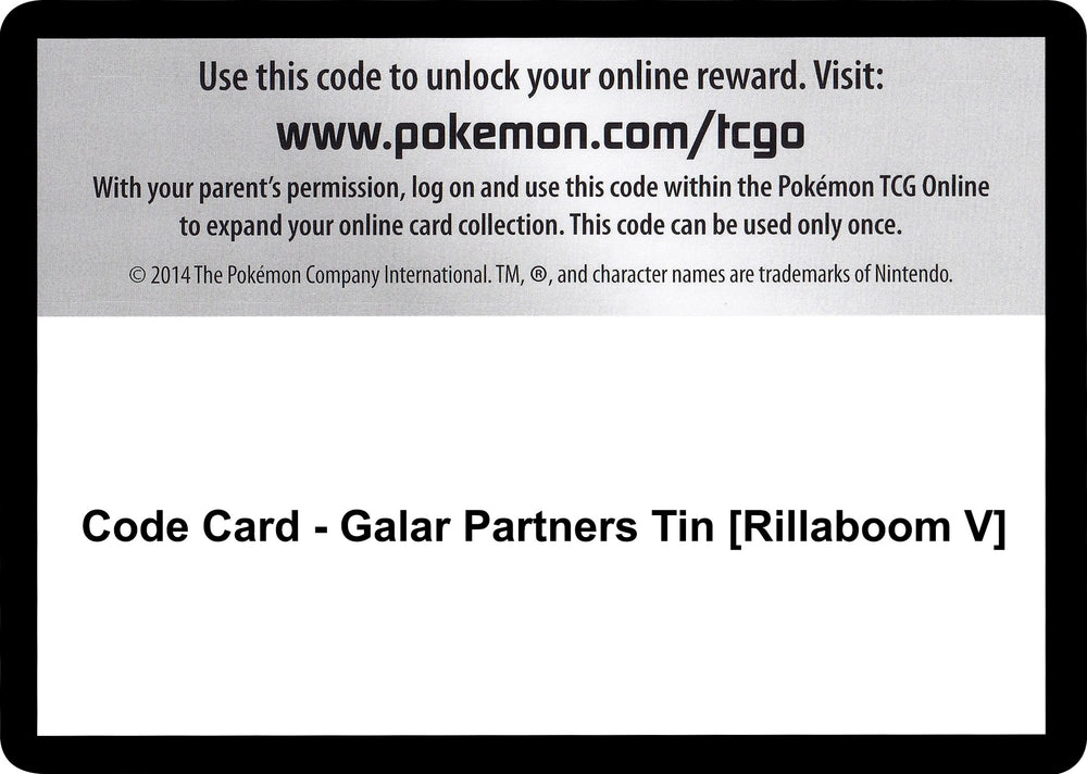 Image for Code Card - Galar Partners Tin [Rillaboom V] (SWSH01) - Pokemon