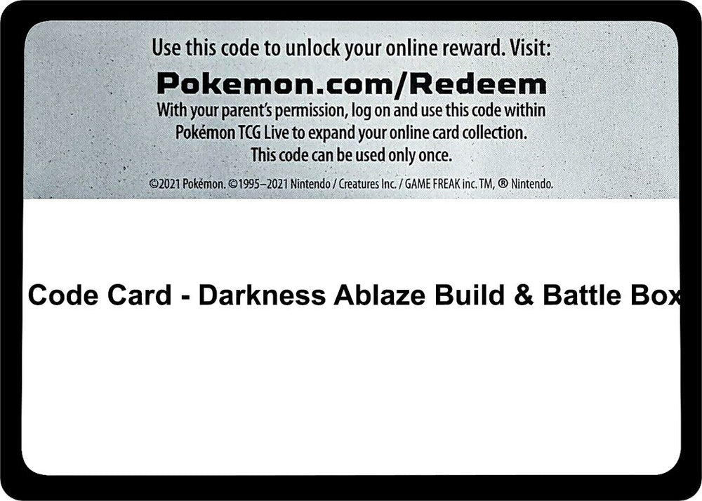 Image for Code Card - Darkness Ablaze Build & Battle Box (SWSH03) - Pokemon
