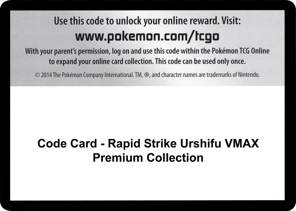 Image for Code Card - Rapid Strike Urshifu VMAX Premium Collection (SWSH08) - Pokemon
