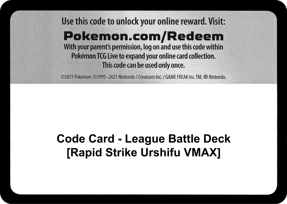 Image for Code Card - League Battle Deck [Rapid Strike Urshifu VMAX] (MCAP) - Pokemon