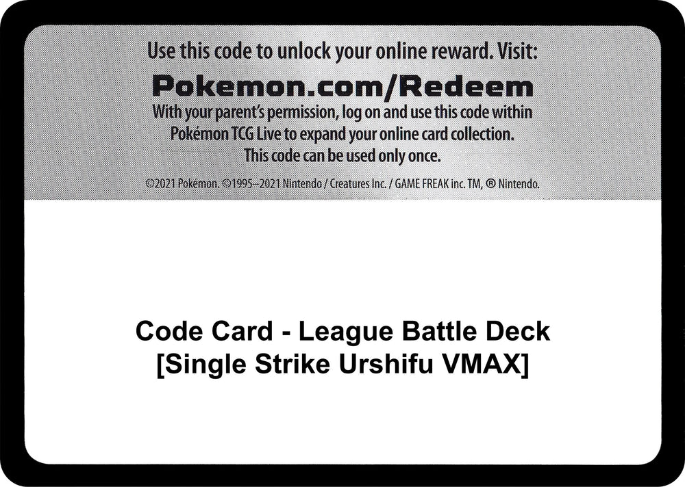 Image for Code Card - League Battle Deck [Single Strike Urshifu VMAX] (MCAP) - Pokemon