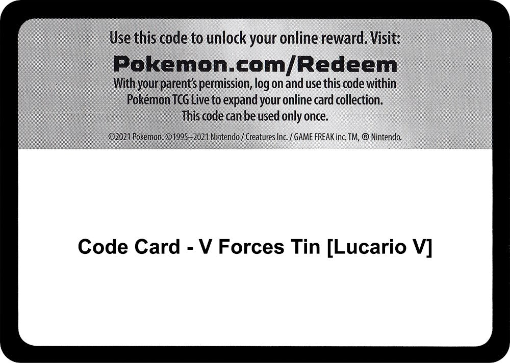Image for Code Card - V Forces Tin [Lucario V] (MCAP) - Pokemon