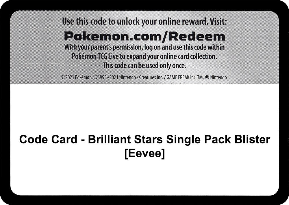 Image for Code Card - Brilliant Stars Single Pack Blister [Eevee] (SWSH09) - Pokemon