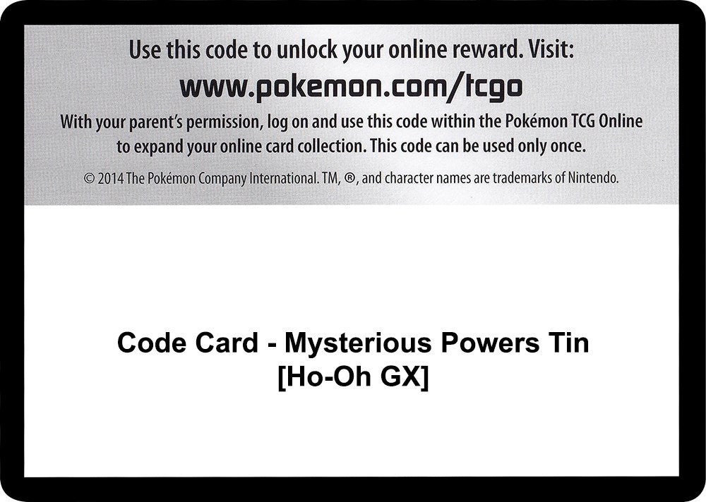 Image for Code Card - Mysterious Powers Tin [Ho-Oh GX] (SM03) - Pokemon
