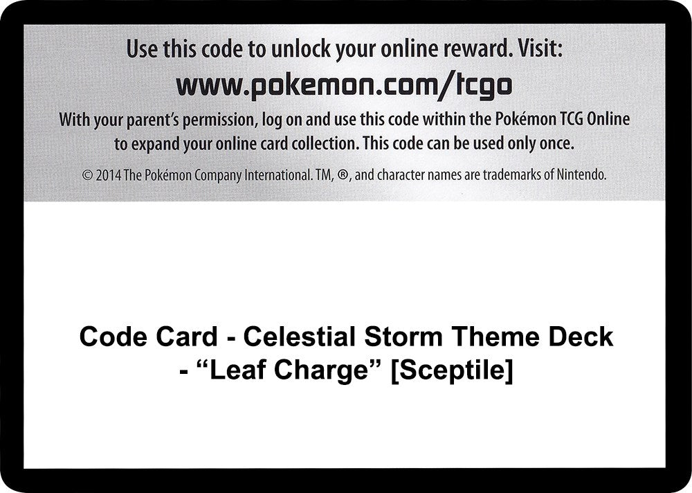 Image for Code Card - Celestial Storm Theme Deck - "Leaf Charge" [Sceptile] (CES) - Pokemon