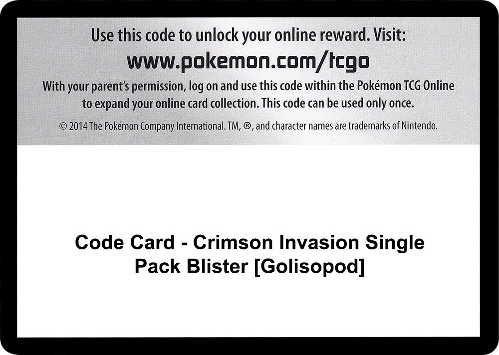 Image for Code Card - Crimson Invasion Single Pack Blister [Golisopod] (SM04) - Pokemon