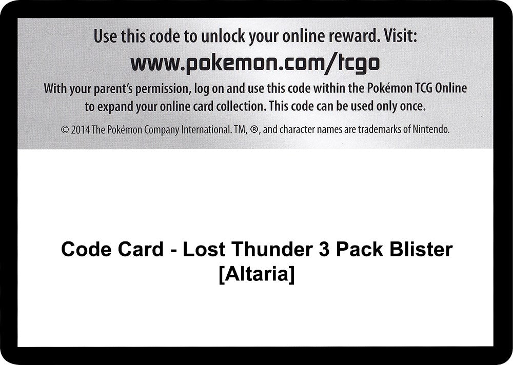 Image for Code Card - Lost Thunder 3 Pack Blister [Altaria] (SM8) - Pokemon