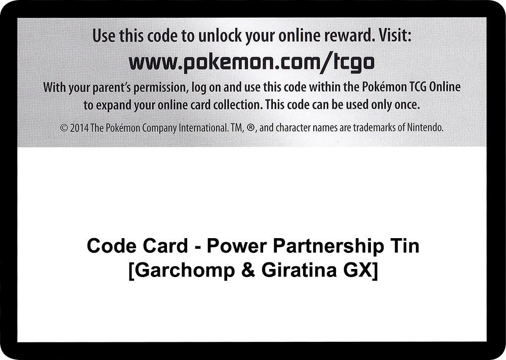 Image for Code Card - Power Partnership Tin [Garchomp & Giratina GX] (SM11) - Pokemon
