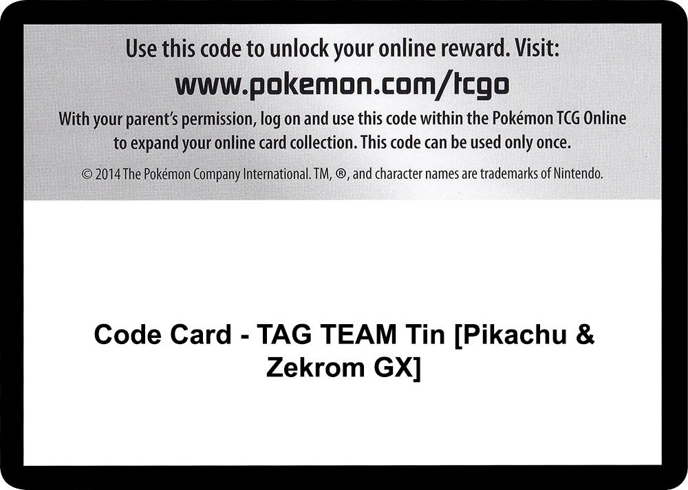 Image for Code Card - TAG TEAM Tin [Pikachu & Zekrom GX] (SM9) - Pokemon