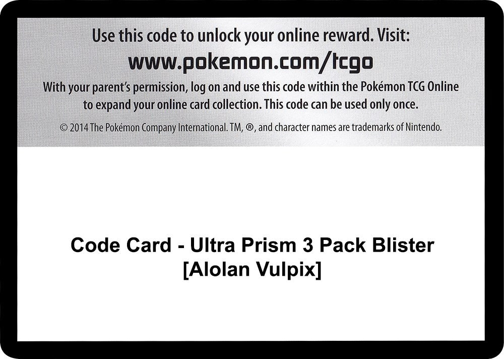 Image for Code Card - Ultra Prism 3 Pack Blister [Alolan Vulpix] (SM05) - Pokemon