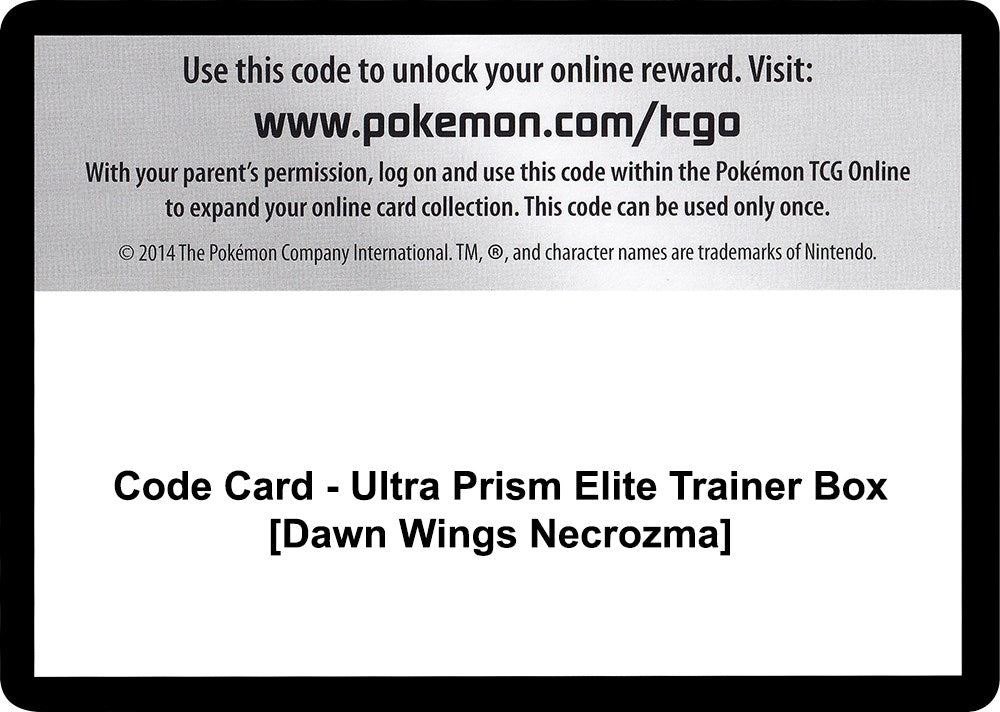 Image for Code Card - Ultra Prism Elite Trainer Box [Dawn Wings Necrozma] (SM05) - Pokemon