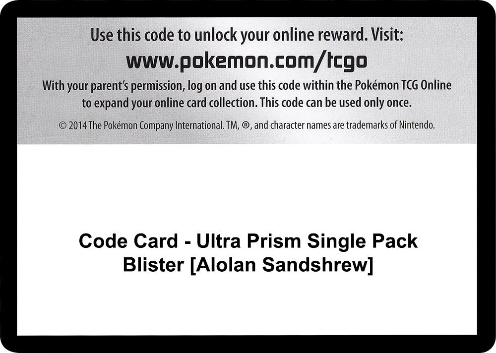 Image for Code Card - Ultra Prism Single Pack Blister [Alolan Sandshrew] (SM05) - Pokemon