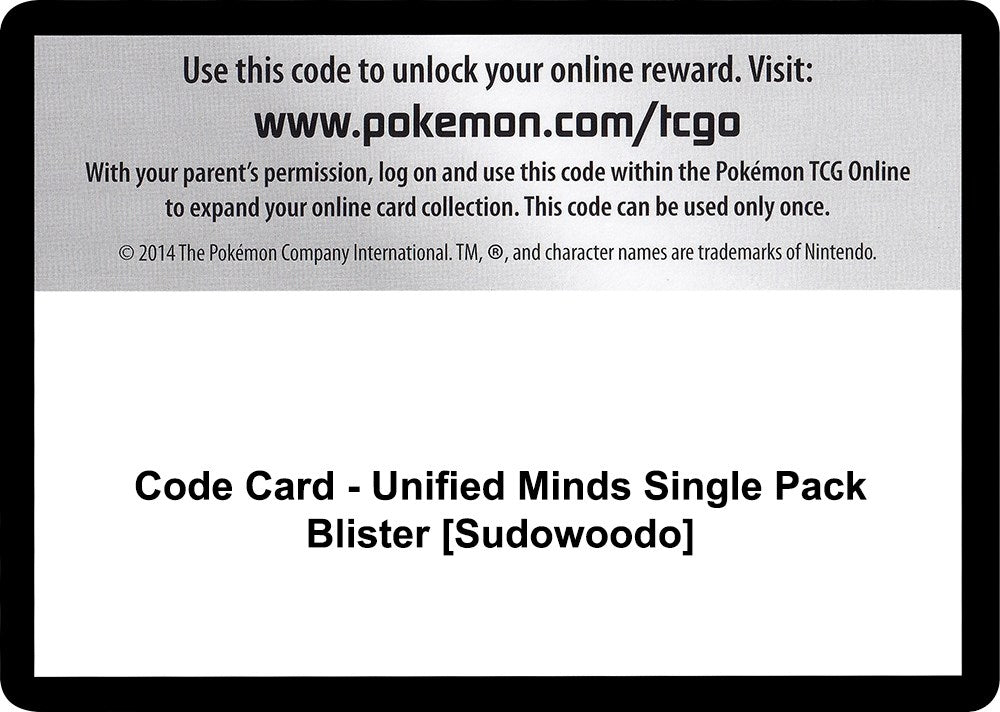 Image for Code Card - Unified Minds Single Pack Blister [Sudowoodo] (SM11) - Pokemon
