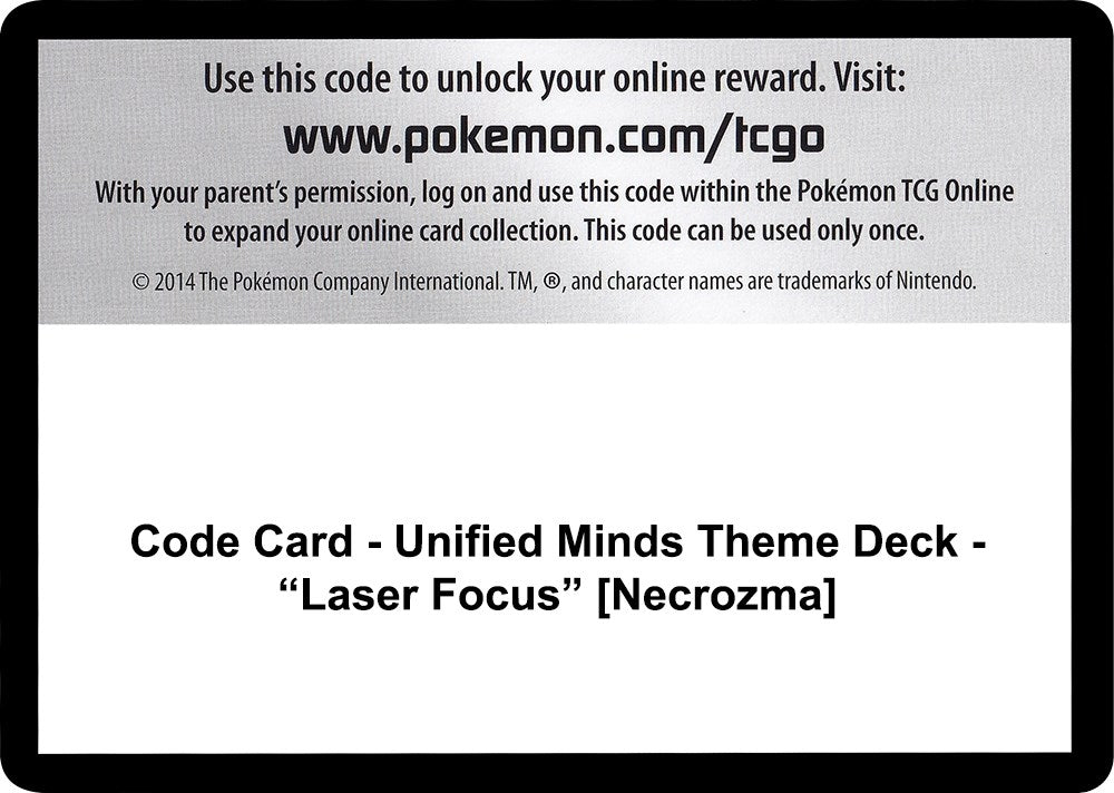 Image for Code Card - Unified Minds Theme Deck - "Laser Focus" [Necrozma] (SM11) - Pokemon