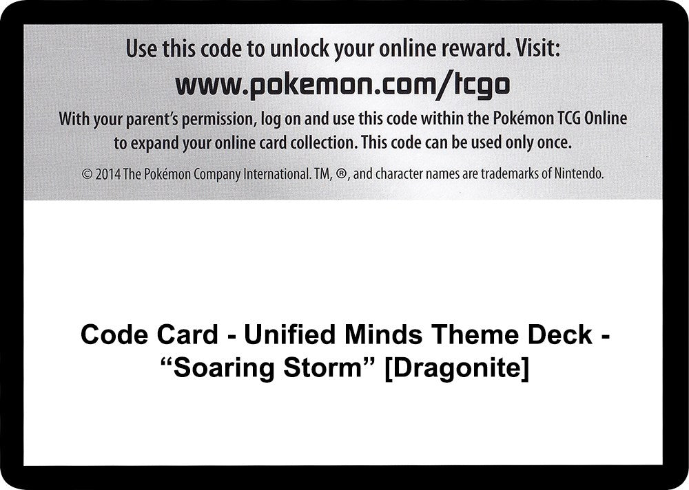 Image for Code Card - Unified Minds Theme Deck - "Soaring Storm" [Dragonite] (SM11) - Pokemon