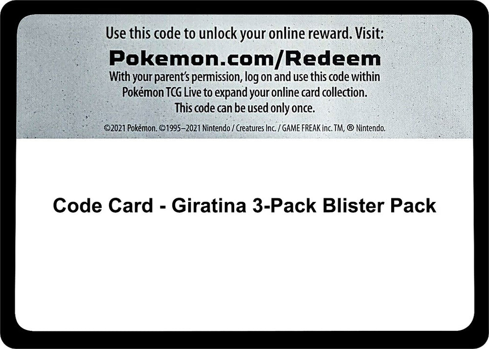 Image for Code Card - Giratina 3-Pack Blister Pack (MCAP) - Pokemon