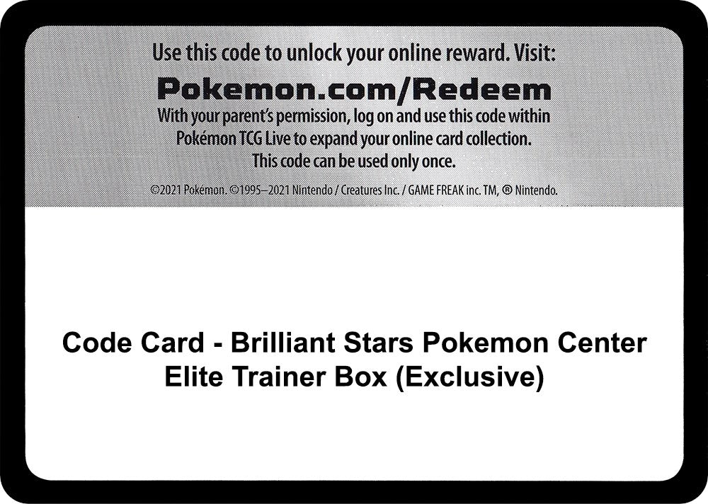 Image for Code Card - Brilliant Stars Pokemon Center Elite Trainer Box (Exclusive) (SWSH09) - Pokemon