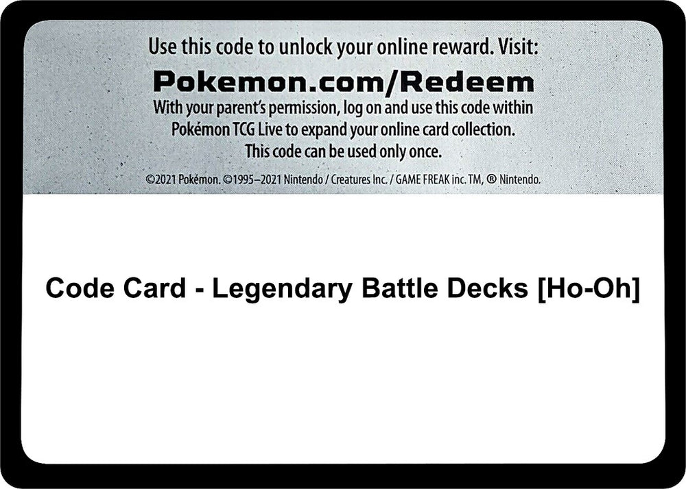 Image for Code Card - Legendary Battle Decks [Ho-Oh] (SM02) - Pokemon