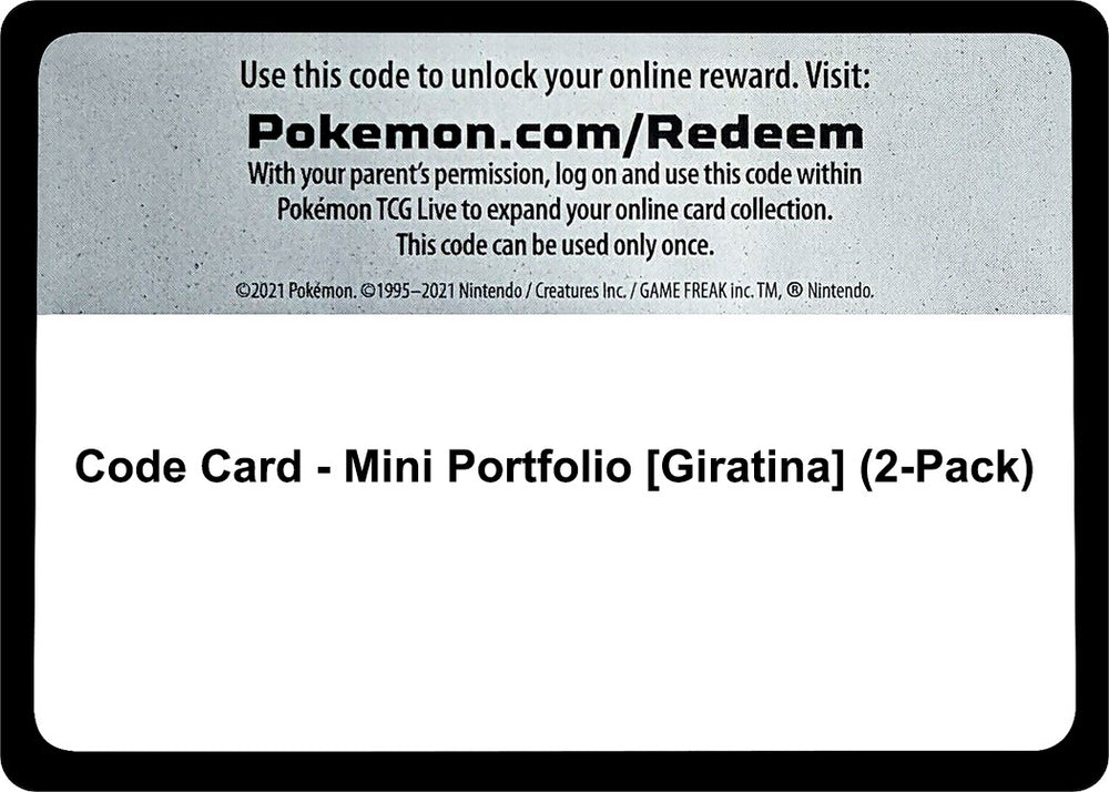 Image for Code Card - Mini Portfolio [Giratina] (2-Pack) (MCAP) - Pokemon