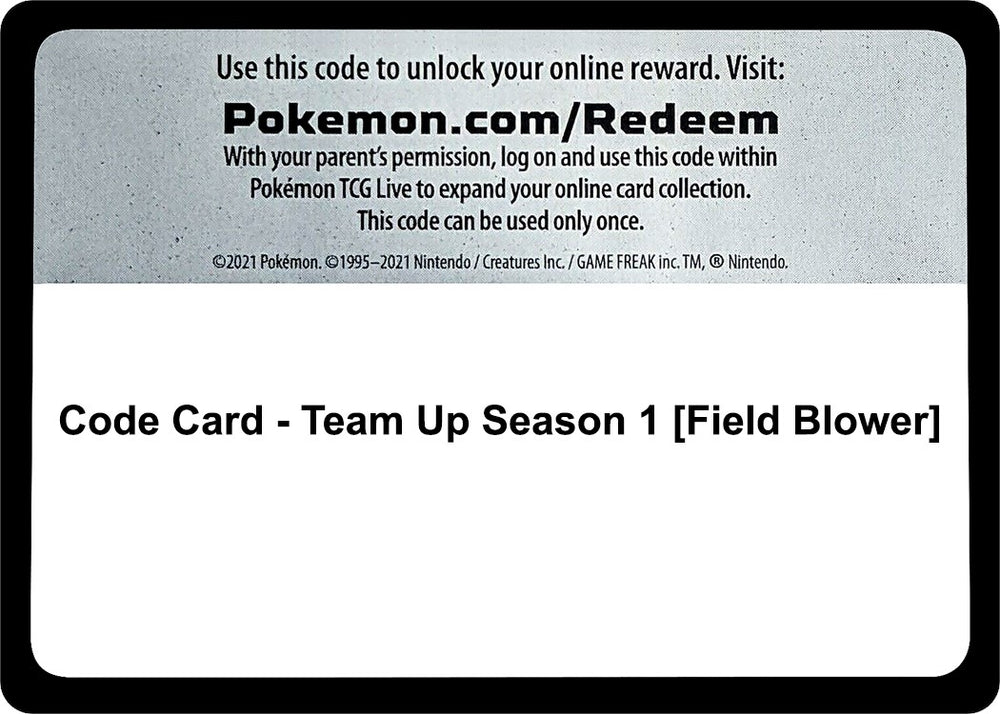 Image for Code Card - Team Up Season 1 [Field Blower] (SM9) - Pokemon