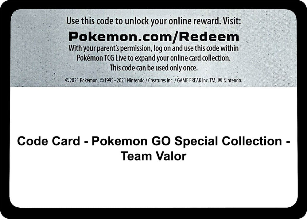 Image for Code Card - Pokemon GO Special Collection - Team Valor (PGO) - Pokemon