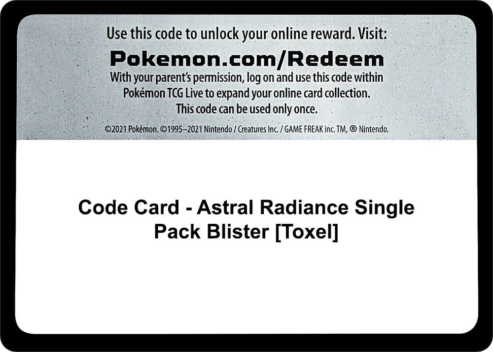 Image for Code Card - Astral Radiance Single Pack Blister [Toxel] (SWSH10) - Pokemon