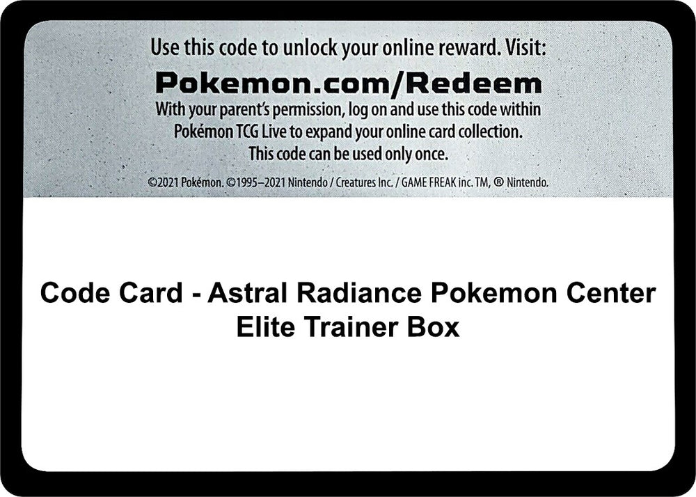 Image for Code Card - Astral Radiance Pokemon Center Elite Trainer Box (SWSH10) - Pokemon