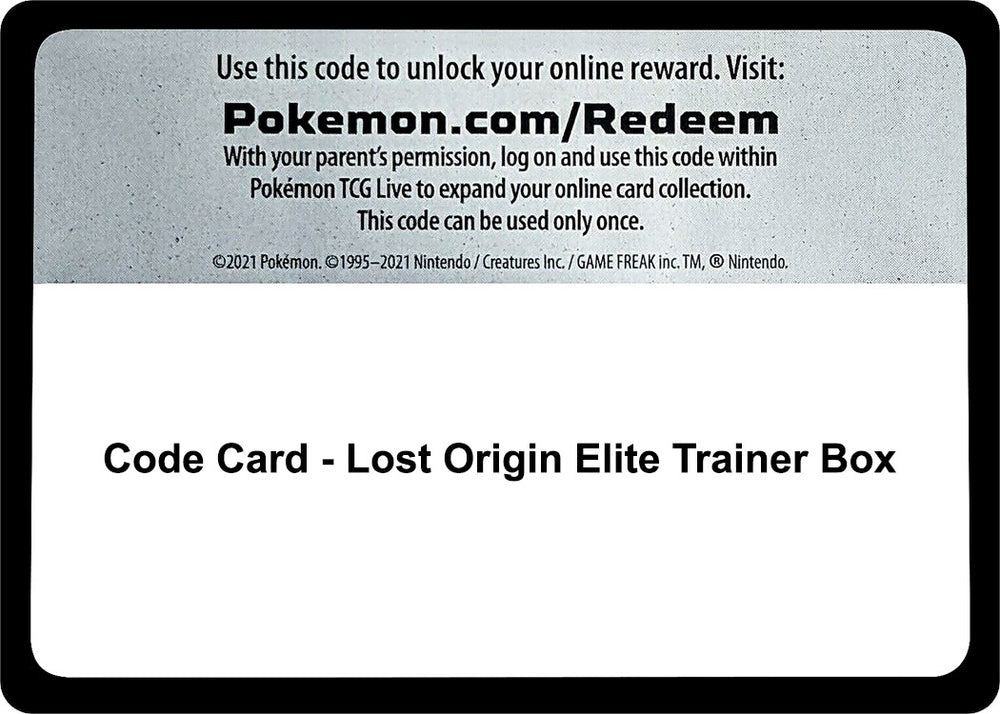 Image for Code Card - Lost Origin Elite Trainer Box (SWSH11) - Pokemon