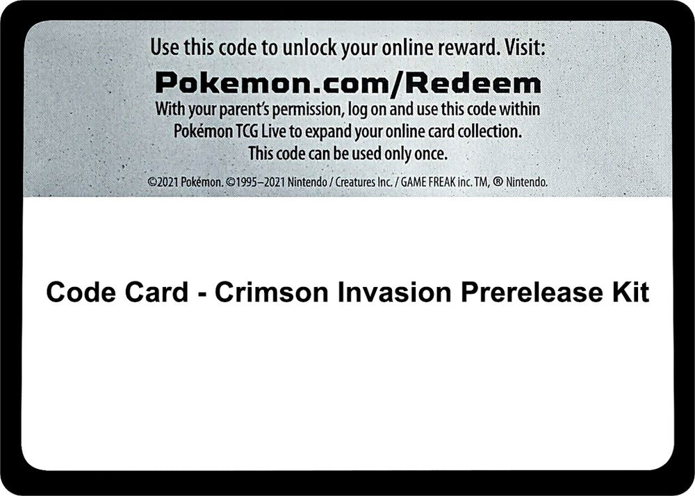 Image for Code Card - Crimson Invasion Prerelease Kit (SM04) - Pokemon
