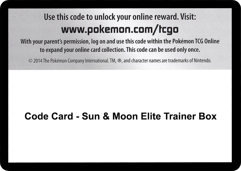 Image for Code Card - Sun & Moon Elite Trainer Box (SM01) - Pokemon