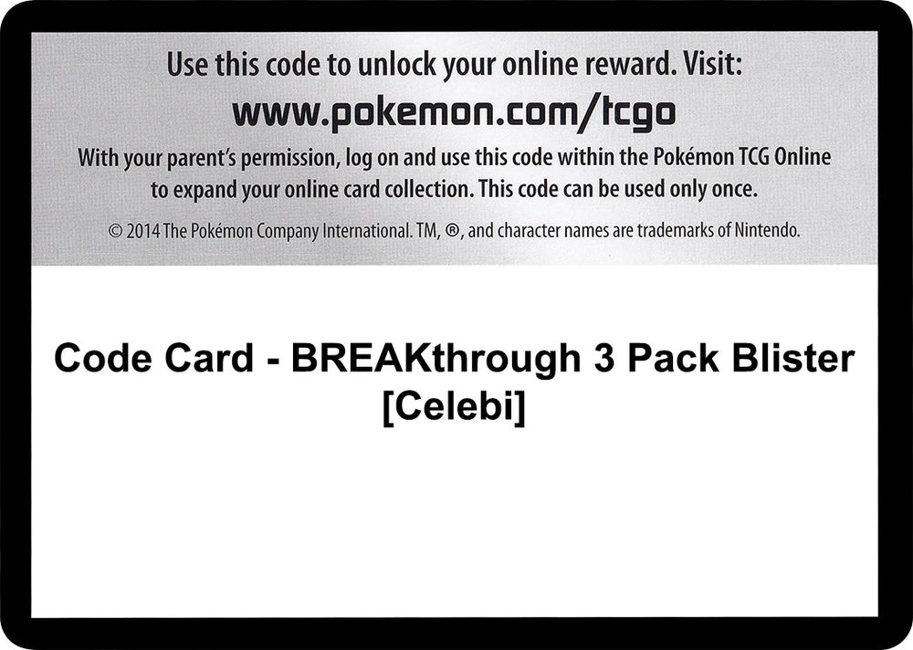 Image for Code Card - BREAKthrough 3 Pack Blister [Celebi] (BKT) - Pokemon