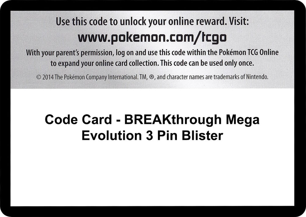 Image for Code Card - BREAKthrough Mega Evolution 3 Pin Blister (BKT) - Pokemon