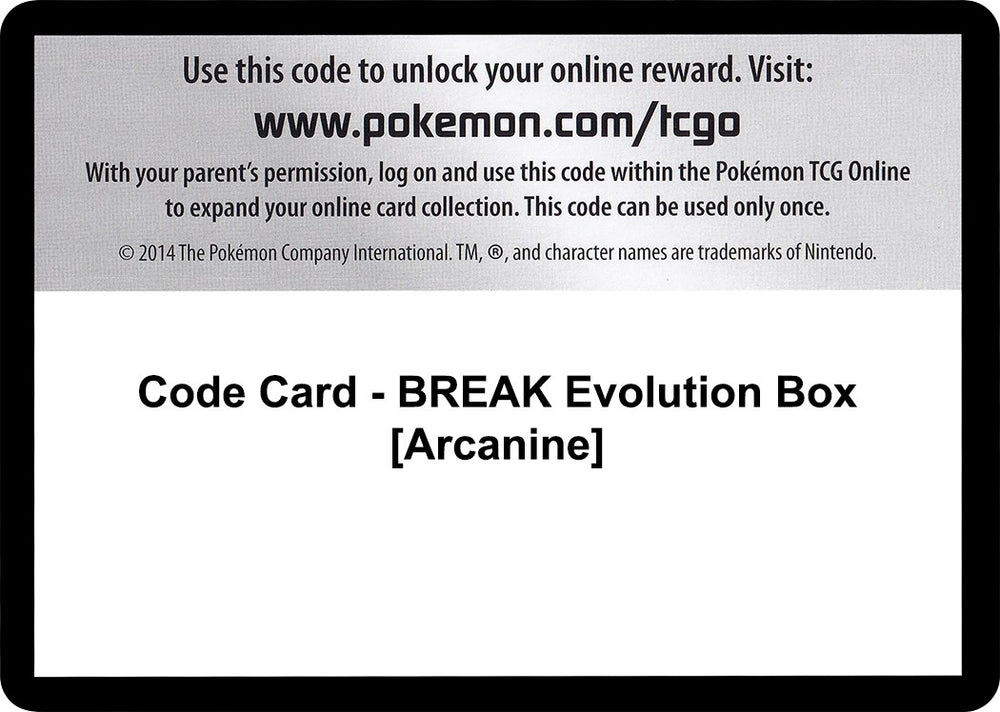 Image for Code Card - BREAK Evolution Box [Arcanine] (EVO) - Pokemon