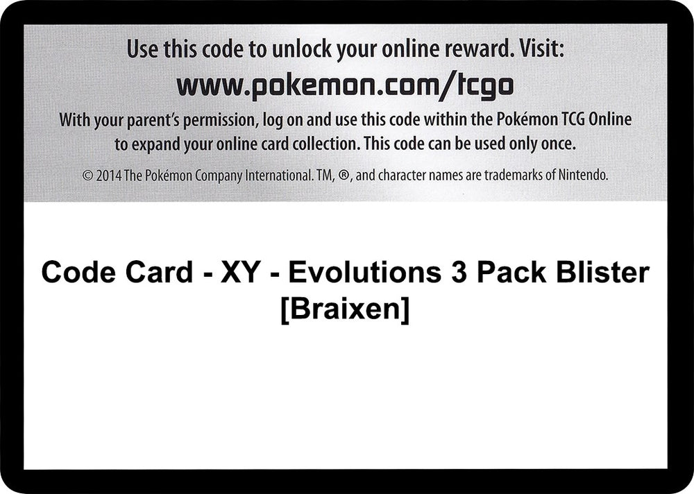 Image for Code Card - XY - Evolutions 3 Pack Blister [Braixen] (EVO) - Pokemon