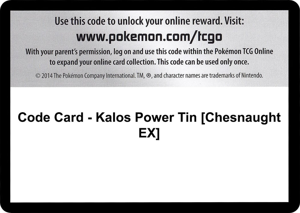 Image for Code Card - Kalos Power Tin [Chesnaught EX] (FLF) - Pokemon