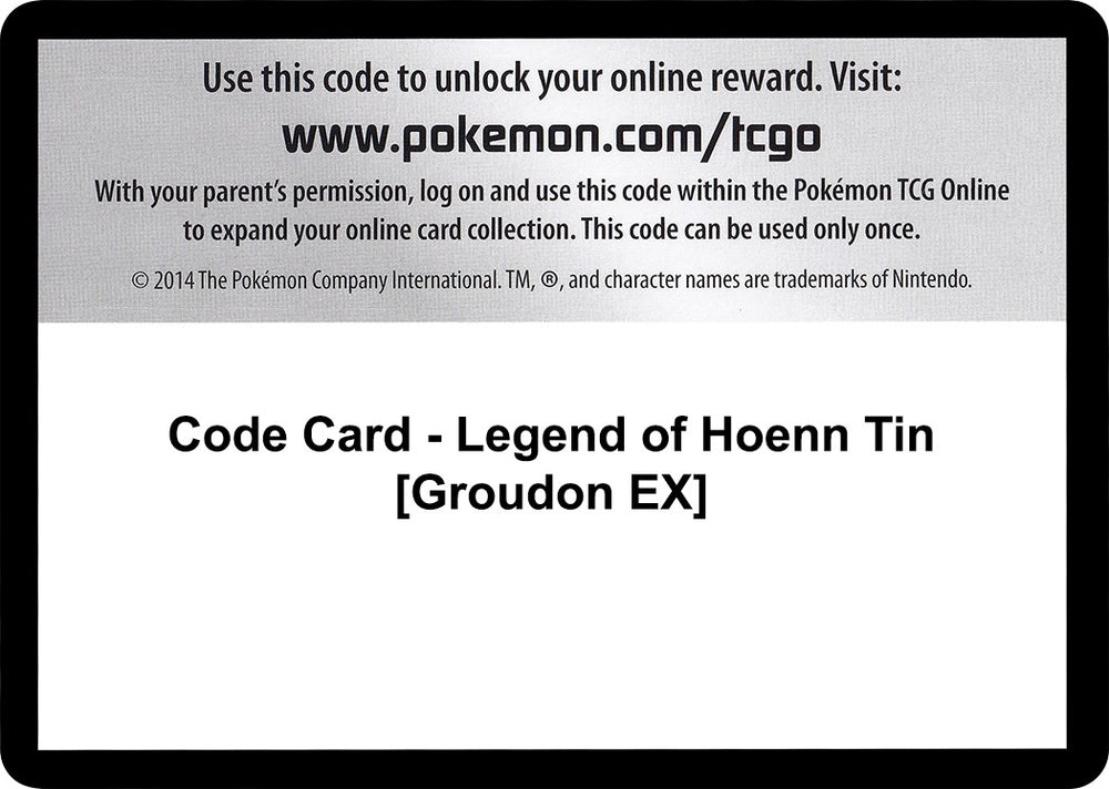 Image for Code Card - Legend of Hoenn Tin [Groudon EX] (PRC) - Pokemon