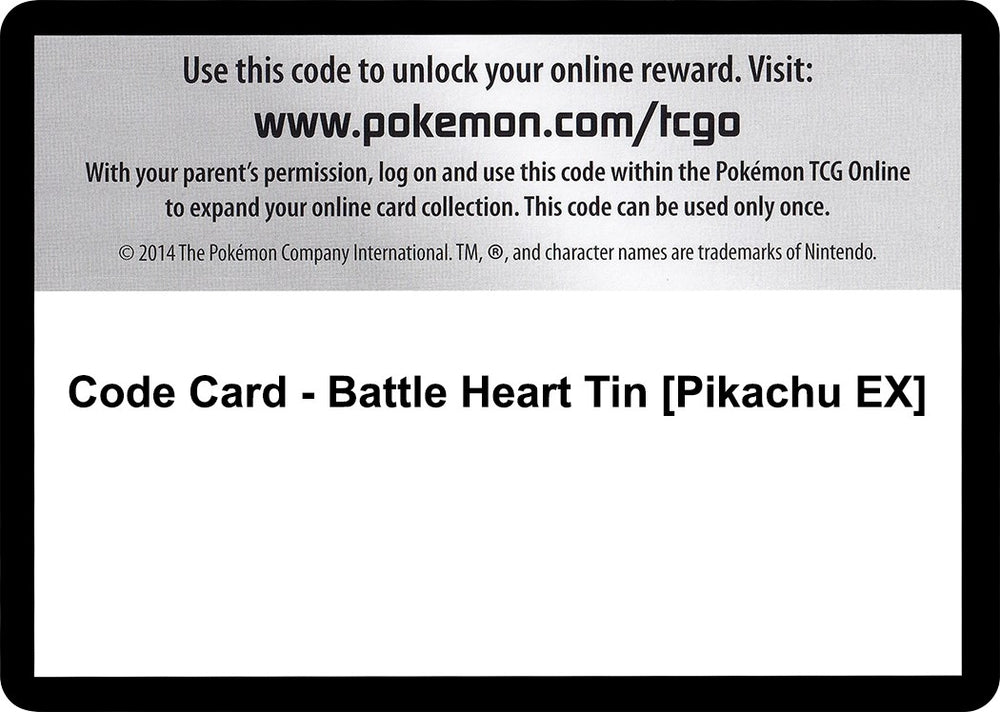 Image for Code Card - Battle Heart Tin [Pikachu EX] (STS) - Pokemon