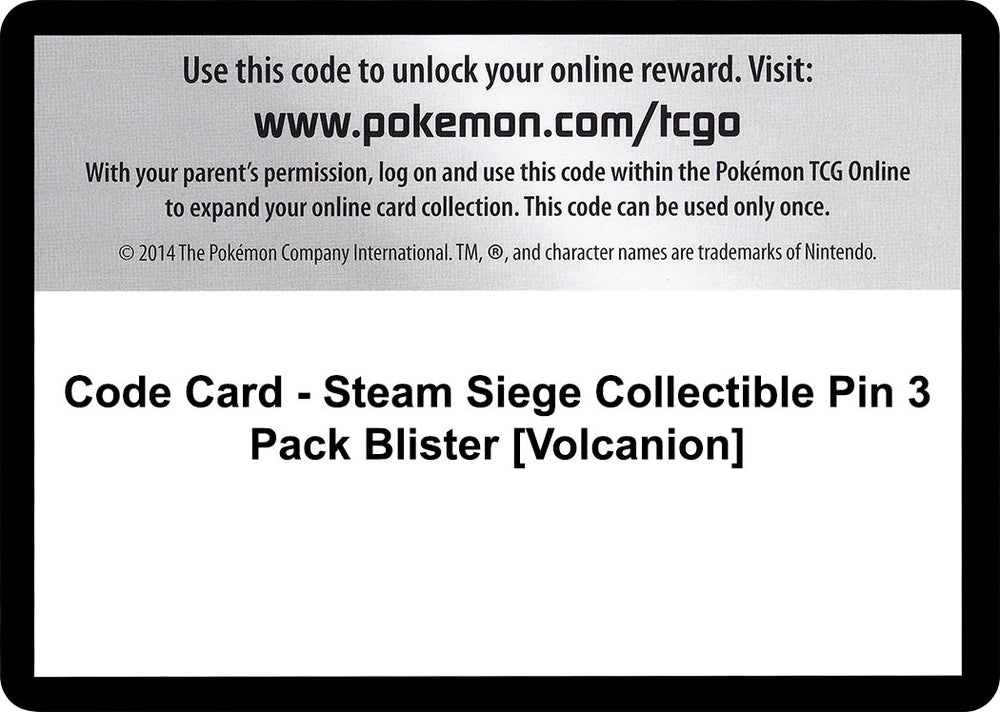 Image for Code Card - Steam Siege Collectible Pin 3 Pack Blister [Volcanion] (STS) - Pokemon
