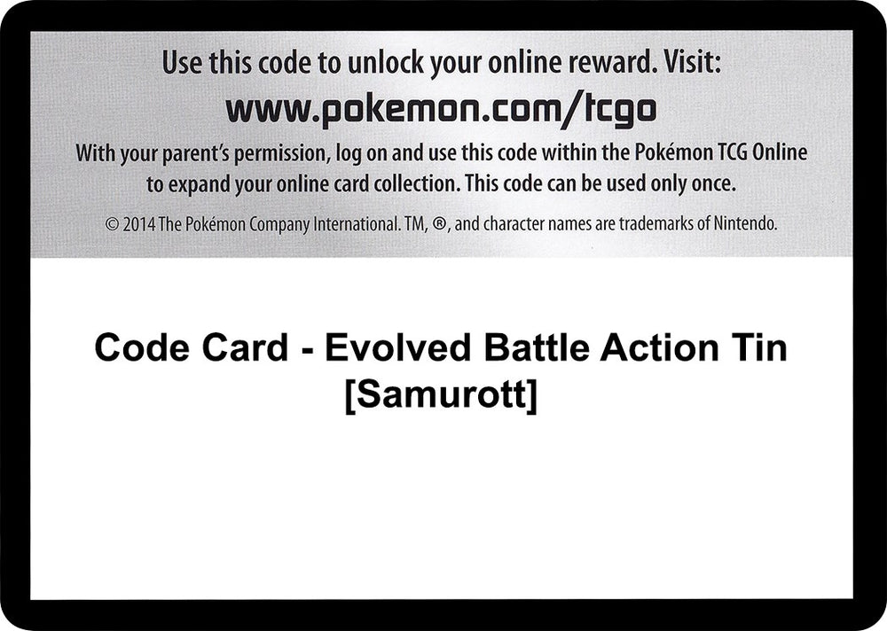 Image for Code Card - Evolved Battle Action Tin [Samurott] (EPO) - Pokemon