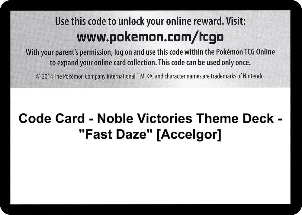 Image for Code Card - Noble Victories Theme Deck - "Fast Daze" [Accelgor] (NVI) - Pokemon
