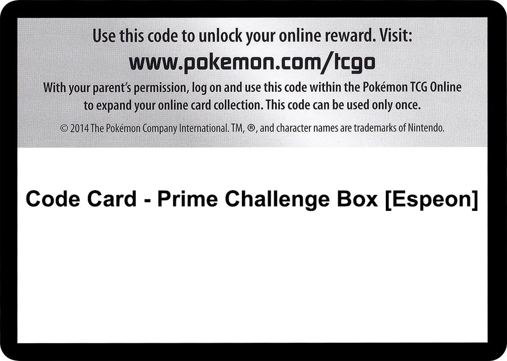 Image for Code Card - Prime Challenge Box [Espeon] (NVI) - Pokemon